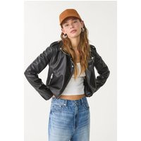 Stradivarius Leather effect biker jacket Black S | Stradivarius (UK)