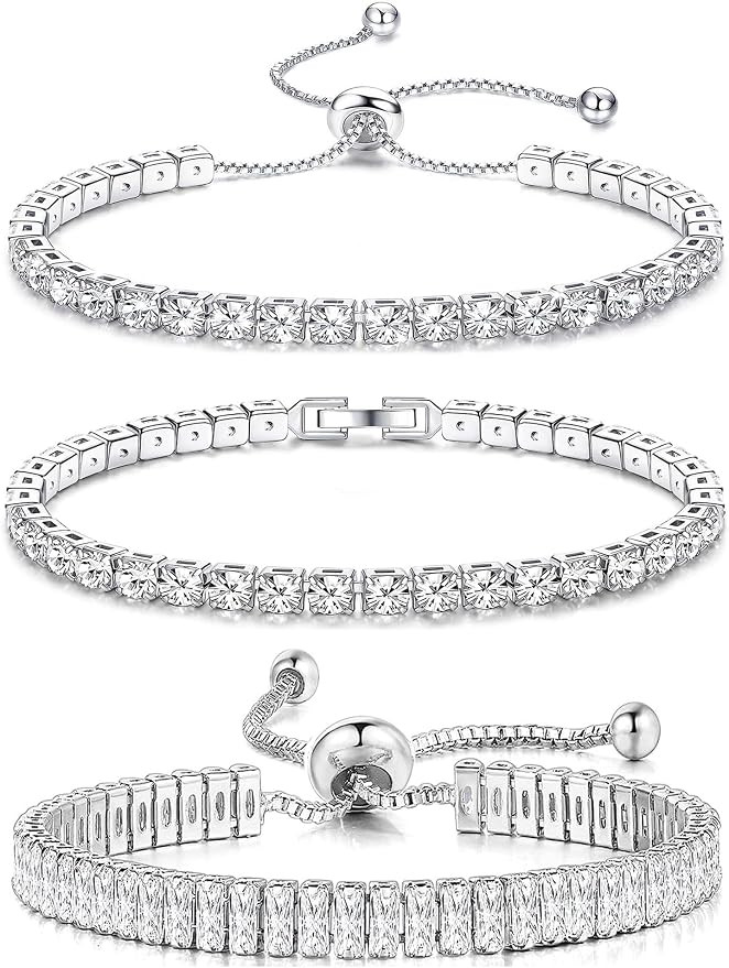YADOCA 3 Pcs Tennis Bracelets for Women Silver Tone 4mm 5A+ Cubic Zirconia CZ Diamond Classic Ten... | Amazon (CA)