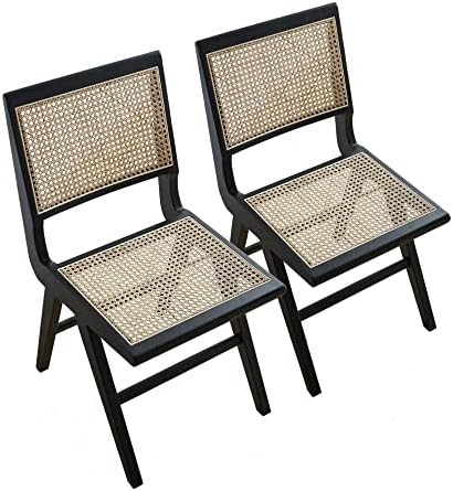 GeMon Dining Chairs Set of 2 Retro Cane Side Chairs with Rattan Woven Back, Mid-Century Modern Ar... | Amazon (US)