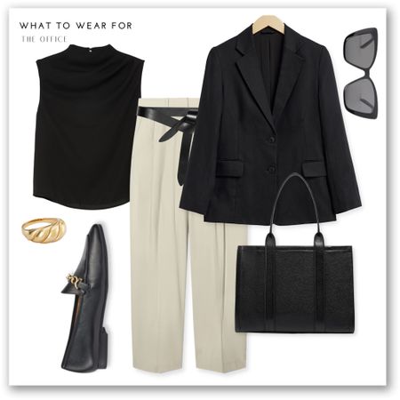 Workwear inspo 🫶

Beige wide leg trousers, black blazer, & other stories, black loafers, blouse, Isabel maranta belt, mejuri ring

#LTKworkwear #LTKSeasonal #LTKeurope