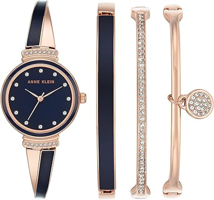 Anne Klein Women's Premium Crystal Accented Bangle Watch Set | Amazon (US)