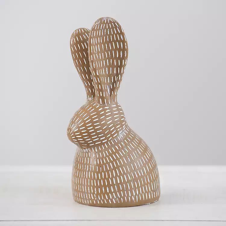 Brown Patterned Pom-Pom Bunny Figurine | Kirkland's Home