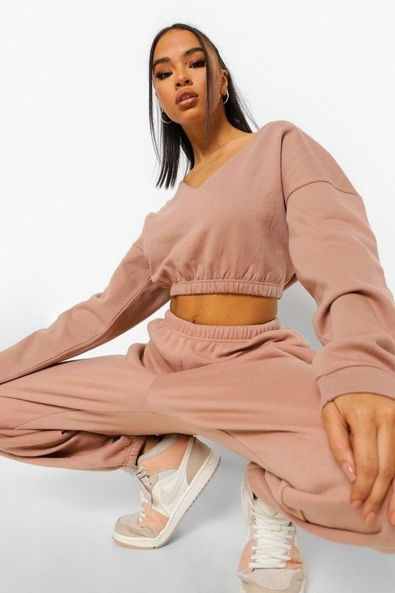 V Neck Crop Sweater | Boohoo.com (US & CA)