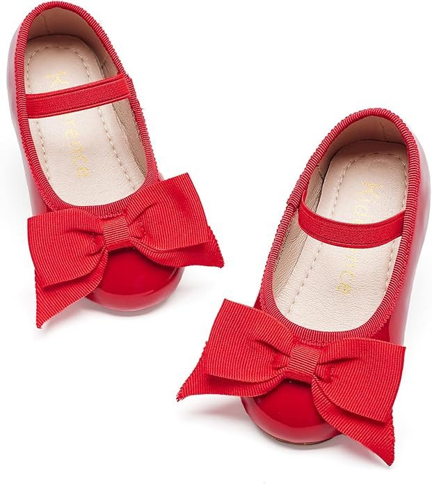 Kiderence Little Toddler Girls Dress Shoes Ballerina Ballet Flats Kids Mary Janes | Amazon (US)