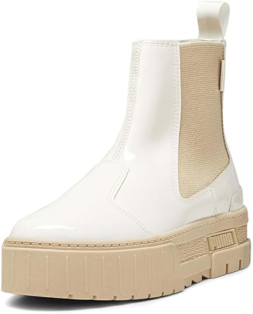 Puma Womens Mayze Chelsea Jelly Round Toe Casual Boots Ankle Low Heel 1-2" - White | Amazon (US)