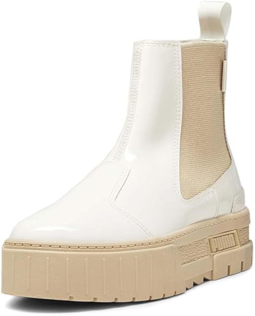 Puma Womens Mayze Chelsea Jelly Round Toe Casual Boots Ankle Low Heel 1-2" - White | Amazon (US)
