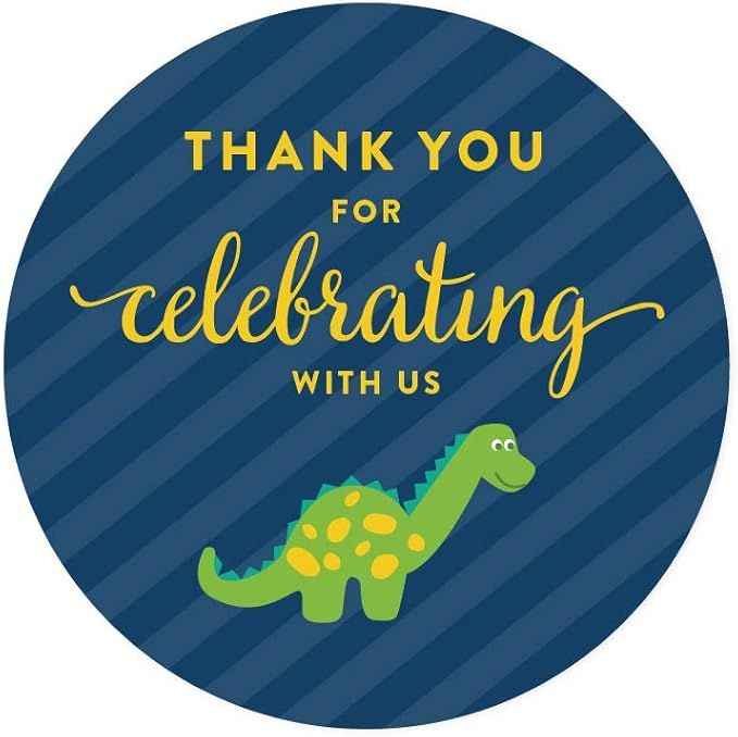 Andaz Press Birthday Round Circle Labels Stickers, Thank You for Celebrating with Us, Dinosaur, 4... | Amazon (US)