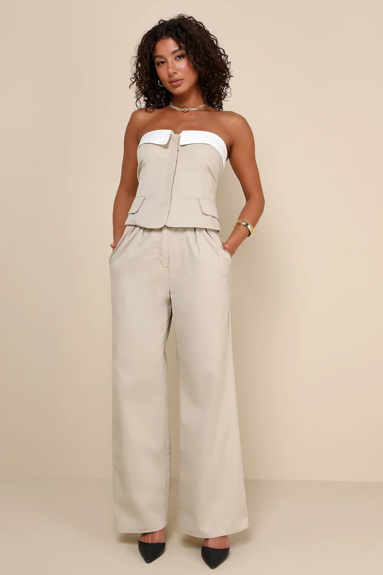 Sophisticated Pursuits Khaki High Rise Wide-Leg Pants | Lulus