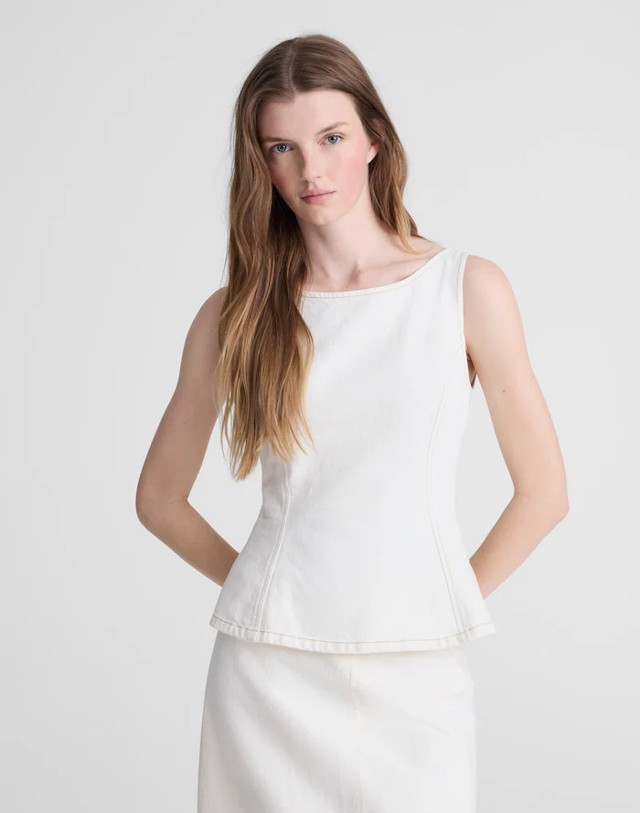 Denim Seamed Boatneck Shell Top | Madewell