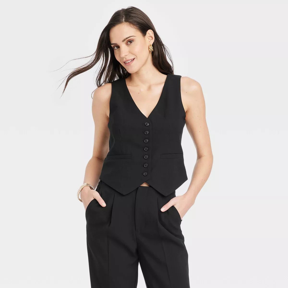 Women's Tailored Suit Vest - A New Day™ Green S | Target