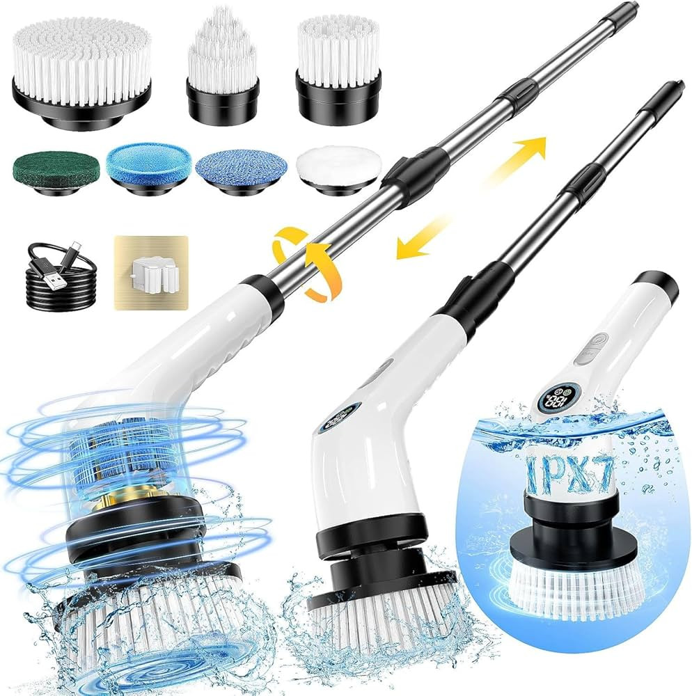 FYDEE Electric Spin Scrubber, Bathroom Cleaner Brush with 7 Replaceable Brush Heads, IPX7 Waterpr... | Amazon (CA)