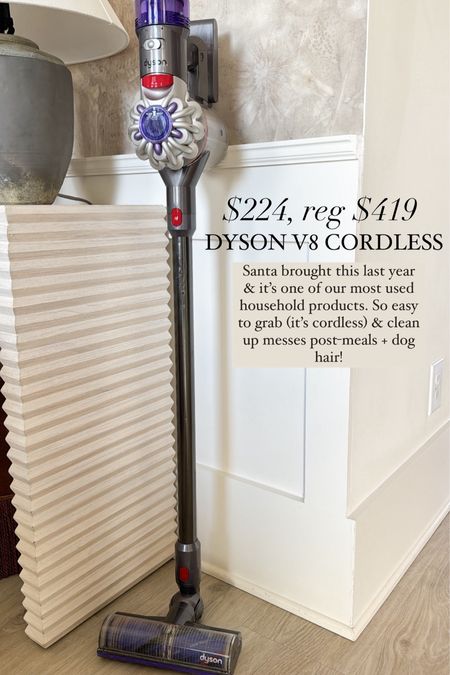 Our Dyson on sale! Use daily to clean up after meals & control pet hair - love that it’s cordless, just grab and go! 

#LTKhome #LTKCyberWeek #LTKsalealert