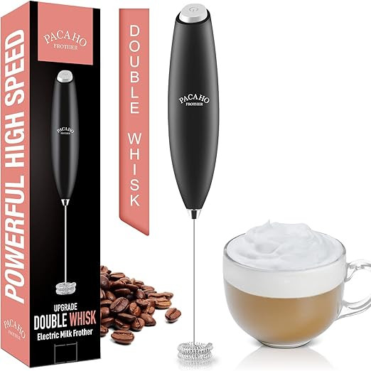 PACAHO Powerful Milk Frother with Double Whisk, Handheld Electric Foam Maker, Hand Mixer Wand, Po... | Amazon (US)