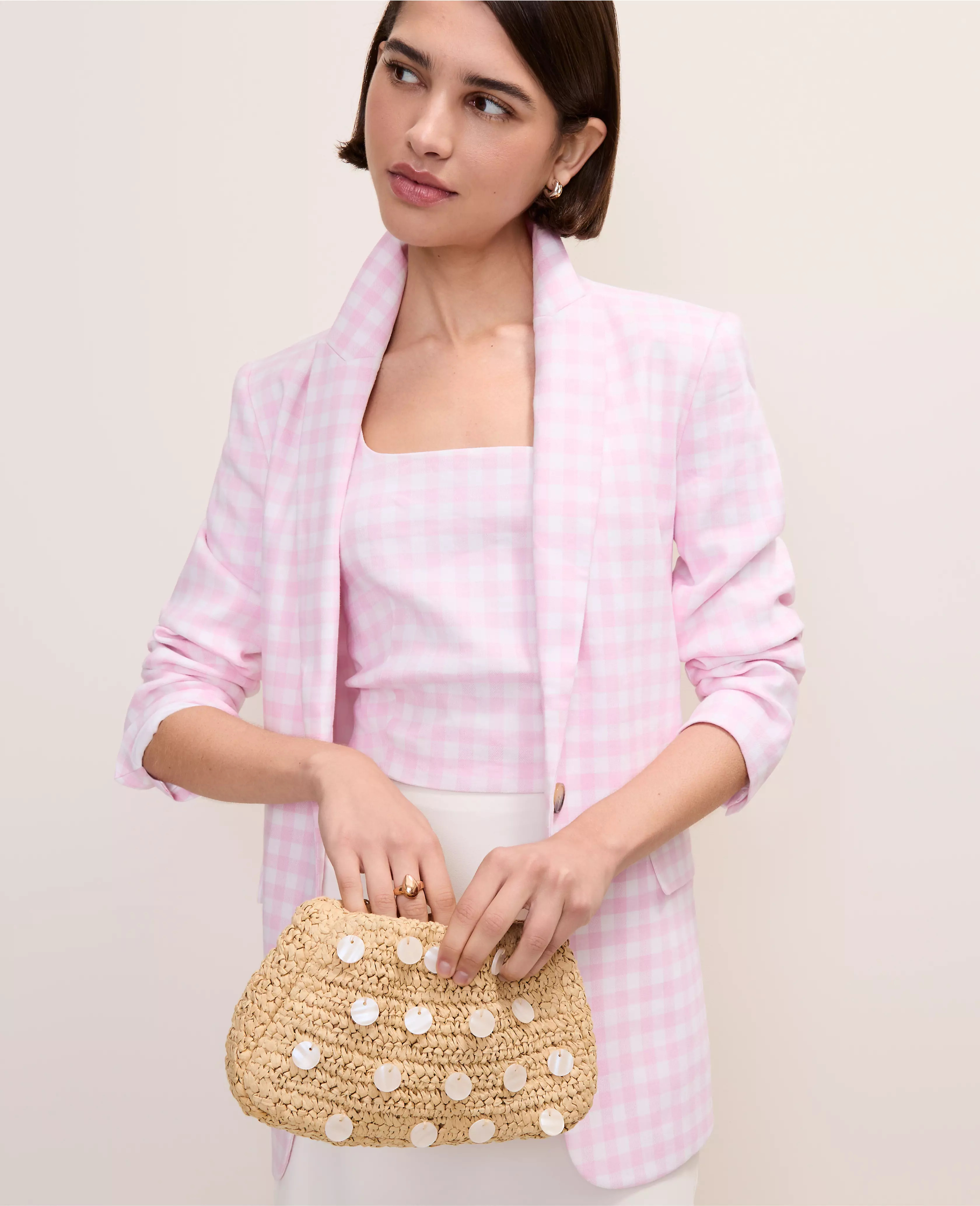 The Gingham Longline Blazer | Ann Taylor