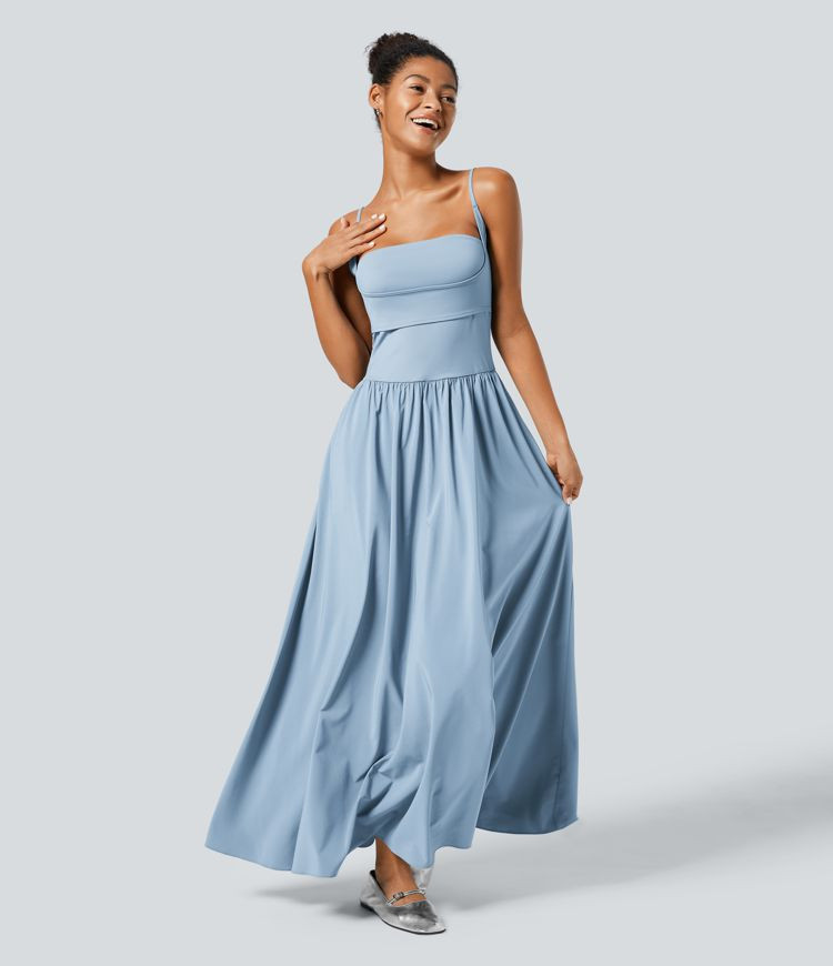 Women’s Breezeful™ Backless Side Pocket Flowy Flare Maxi Quick Dry Casual Slip Dress - Halara | HALARA