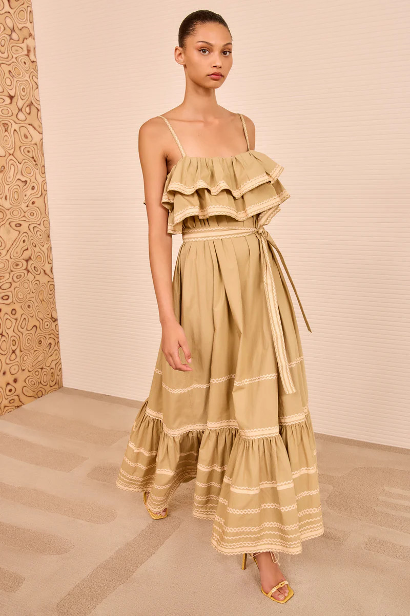 Lucian Waist Tie Long Dress - Sand | Ulla Johnson