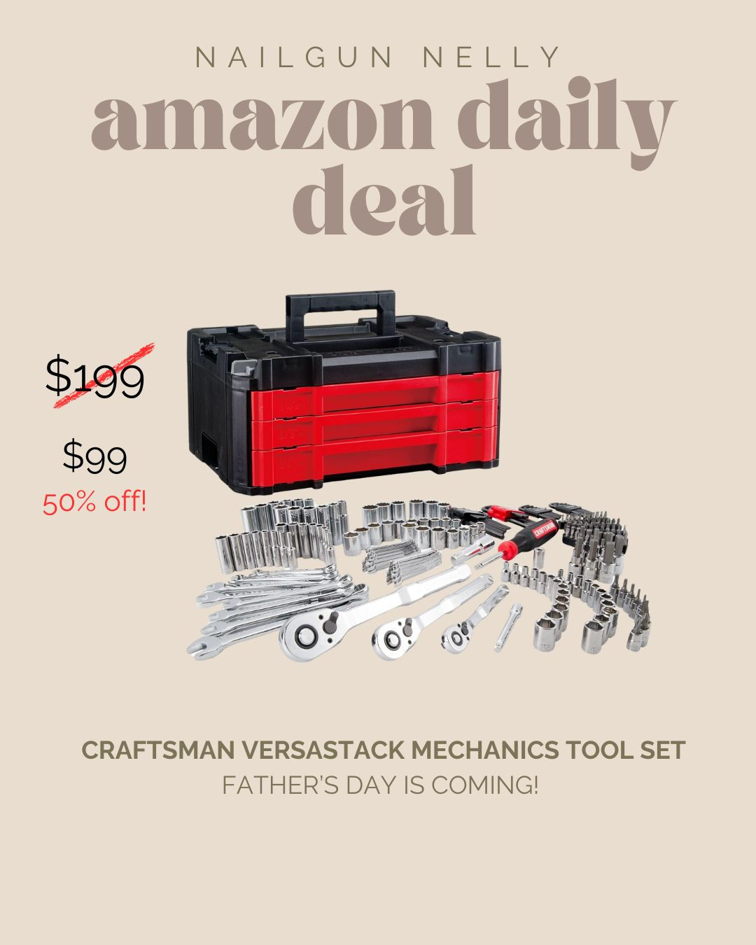 Amazon Daily Deal! 

Craftsman VERSASTACK Mechanics Tool Set

#fathersdaygifts 

 #LTKGiftGuide #LTKSaleAlert #LTKMens