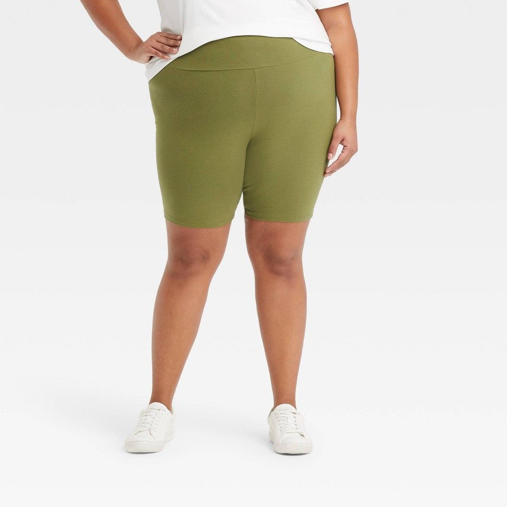 Women's Plus Size High-Waisted Bike Shorts - Ava & Viv Green 3X | Target