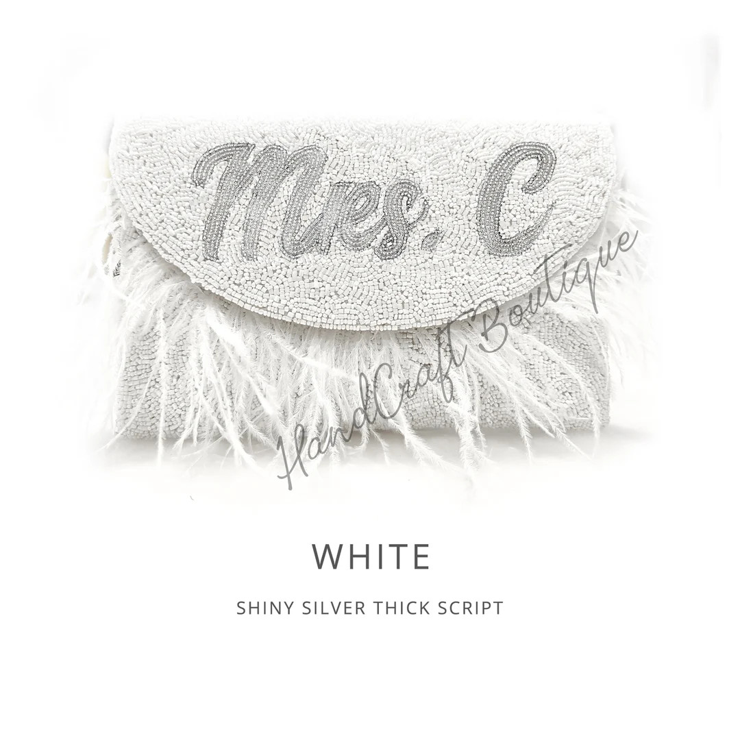 Custom beaded clutch, Mrs. Bride wedding clutch bag, bridesmaids gift, bridal party, bachelorette... | Etsy (US)