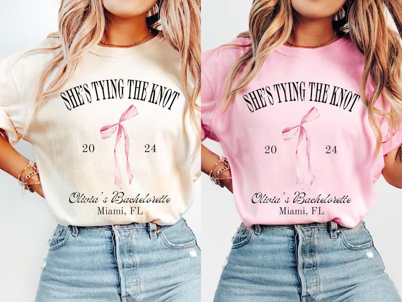 Shes Tying the Knot Bachelorette Shirts, Coquette Bow Bachelorette, Coquette Aesthetic Bridesmaid... | Etsy (US)