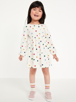 Printed Long-Sleeve Ribbed Dress for Toddler Girls | Old Navy | Old Navy (US)