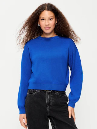 SoSoft Cotton Crew-Neck Cropped Sweater | Old Navy (CA)