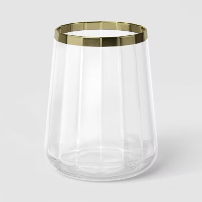 16.2 fl oz Faceted Stemless Wine Glass Gold Rimmed Clear - Threshold™ | Target