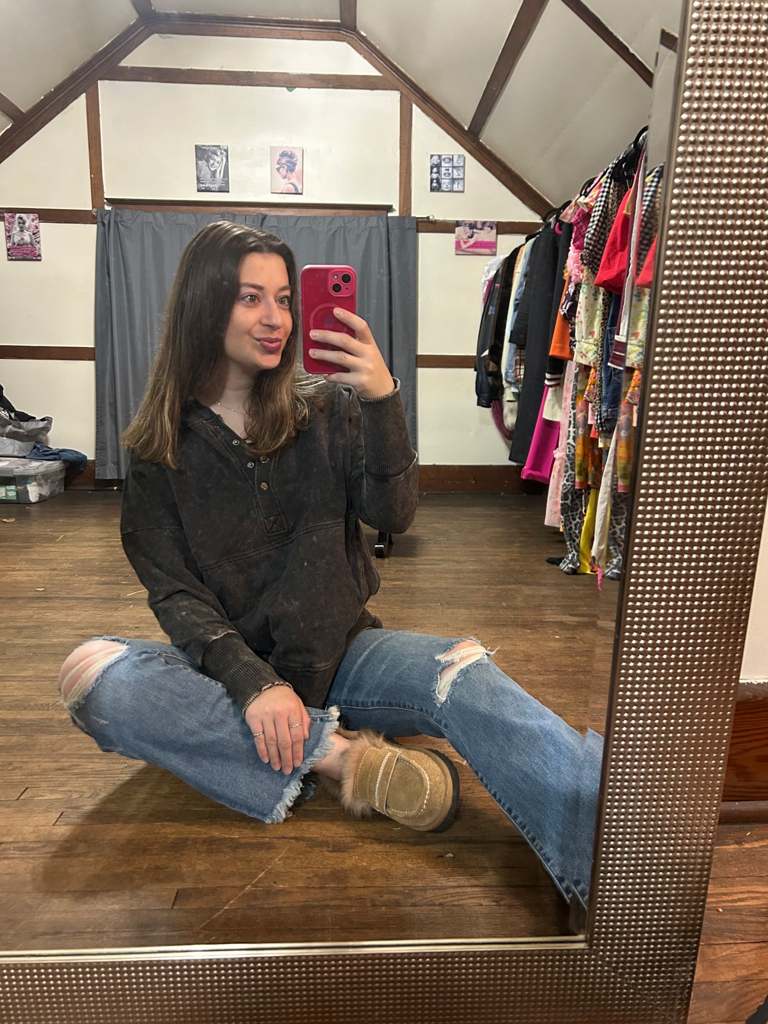 Cropped flare jeans with Henley button up sweatshirt and Ugg loafers. Casual outfit everyday 

#LTKSeasonal #LTKdayinmylife #LTKootd