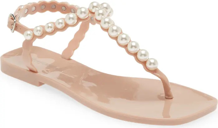 Pearlesque Imitation Pearl Ankle Strap Sandal (Women) | Nordstrom