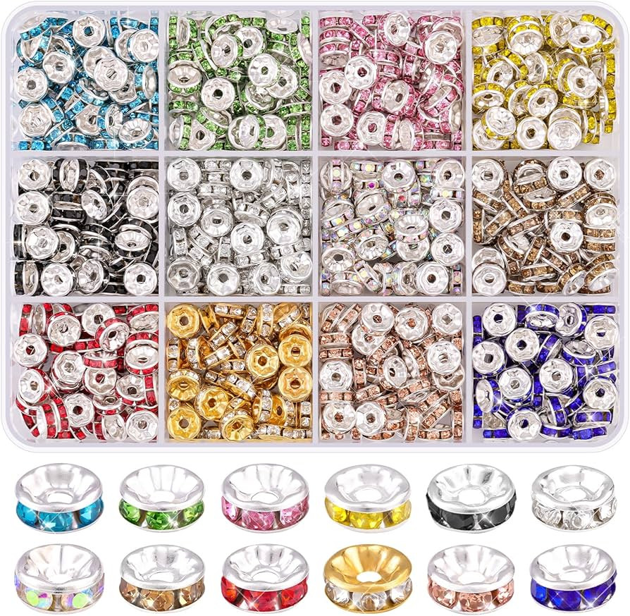 TINKRSTUFF 720 pcs 8mm Spacer Beads for Jewelry Making, 12 Colors Rondelle Bead Spacers Box, Fanc... | Amazon (US)