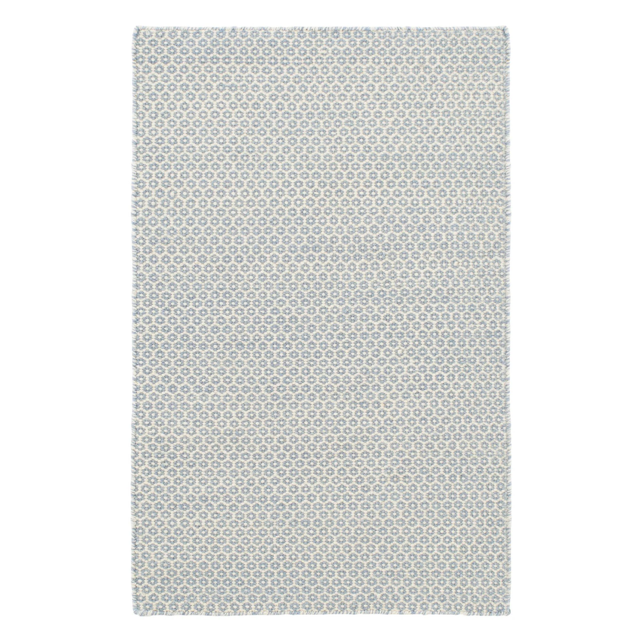 Honeycomb French Blue/Ivory Handwoven Wool Rug | Annie Selke
