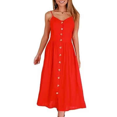 Women Vintage Sexy Floral Tunic Beach Dress Pocket Striped Dress | Walmart (US)