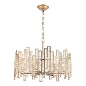 Elk Home Equilibrium 6-Light Glass & Steel Chandelier in Matte Gold/Clear | Cymax