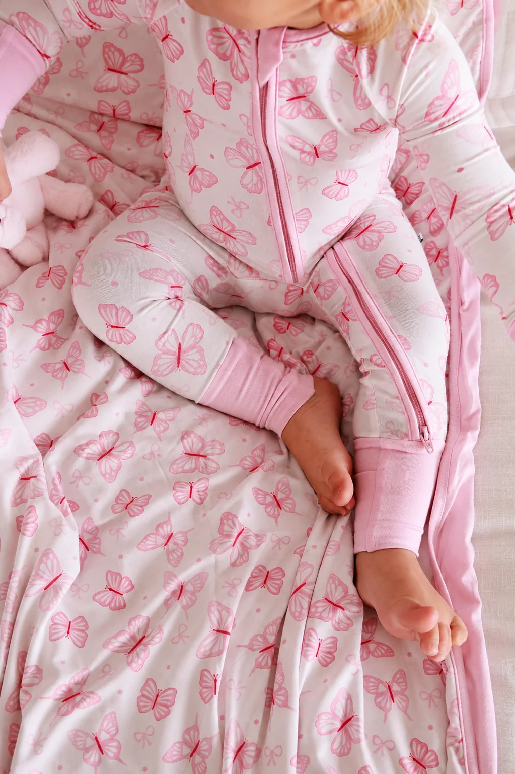 Convertible Bamboo Zip Romper | Blooming Butterflies | Caden Lane