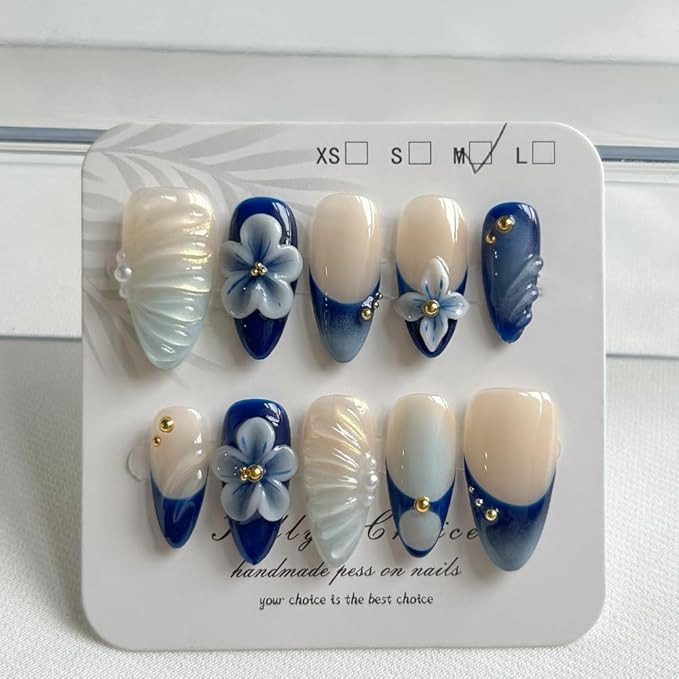 Press On Nails - Medium Almond Handmade Unique Fake Nails, Cute Bow Nails, Thick Acrylic and Muti... | Amazon (US)