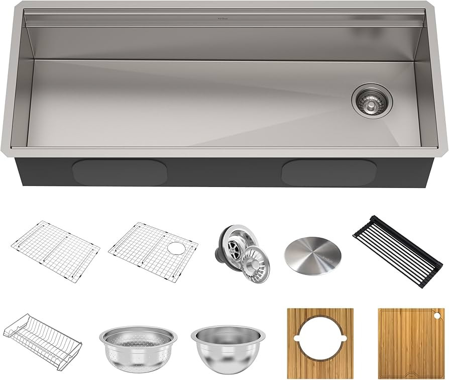 KRAUS Kore Workstation 45-inch Undermount 16 Gauge Stainless Steel Kitchen Sink, Single Bowl Kitc... | Amazon (US)
