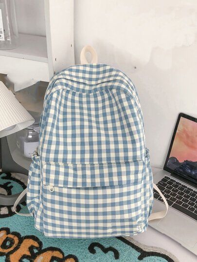 Pocket Front Gingham Pattern Backpack SKU: sw2107052888803575(1000+ Reviews)$14.20$13.49Join for ... | SHEIN