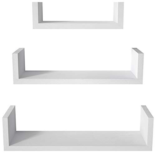 SRIWATANA Floating Shelves Wall Mounted, Solid Wood Wall Shelves, White | Amazon (US)