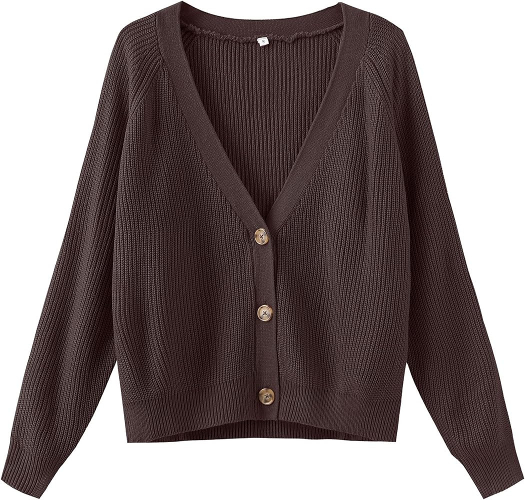 TASAMO Women's Long Sleeve Knit Sweater Open Front Cardigan Button Loose Outerwear | Amazon (US)
