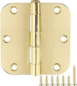 Door Hinge 3 1/2" 18 Pack Rounded Door Hinges Polished Brass 3.5"x 3.5 Inch Hinges for Doors Inte... | Amazon (US)