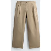 Zara - Pleated Wide-Leg Trousers - Beige - 32 - Man | Zara UK