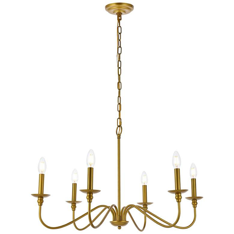 Rohan 30" Wide Brass 6-Light Candle Chandelier | Lamps Plus
