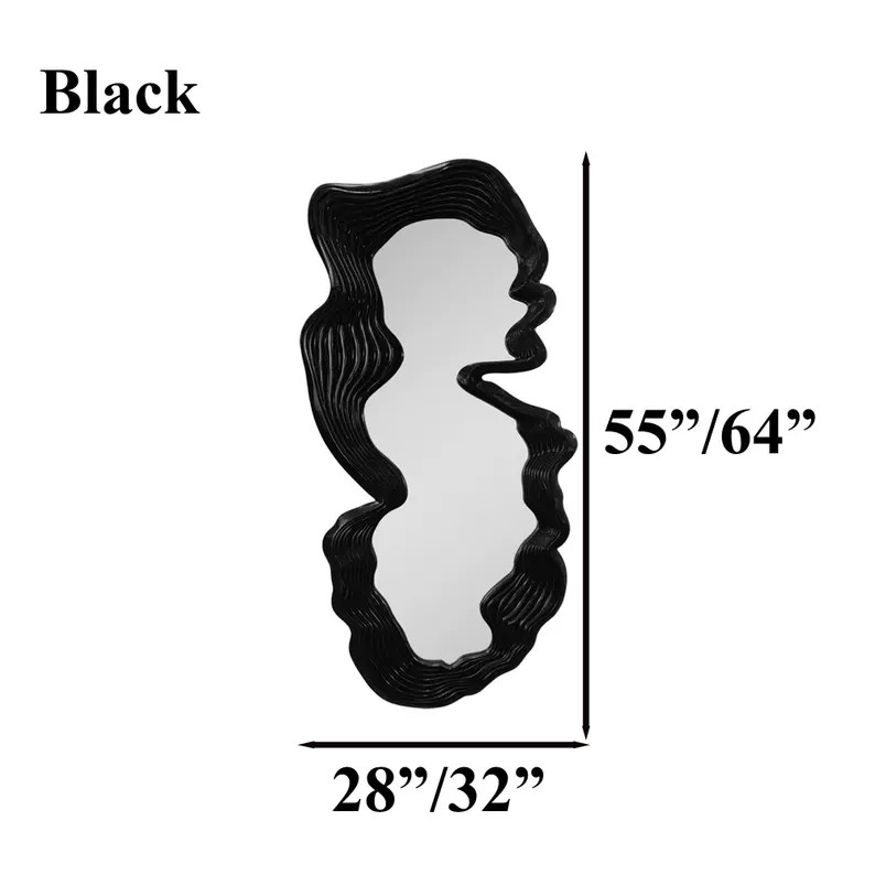 Wood Mirror Wall Decor Full Length Mirror Wavy Wall Mounted Decorative Style Entryway Mirror - Et... | Etsy (US)