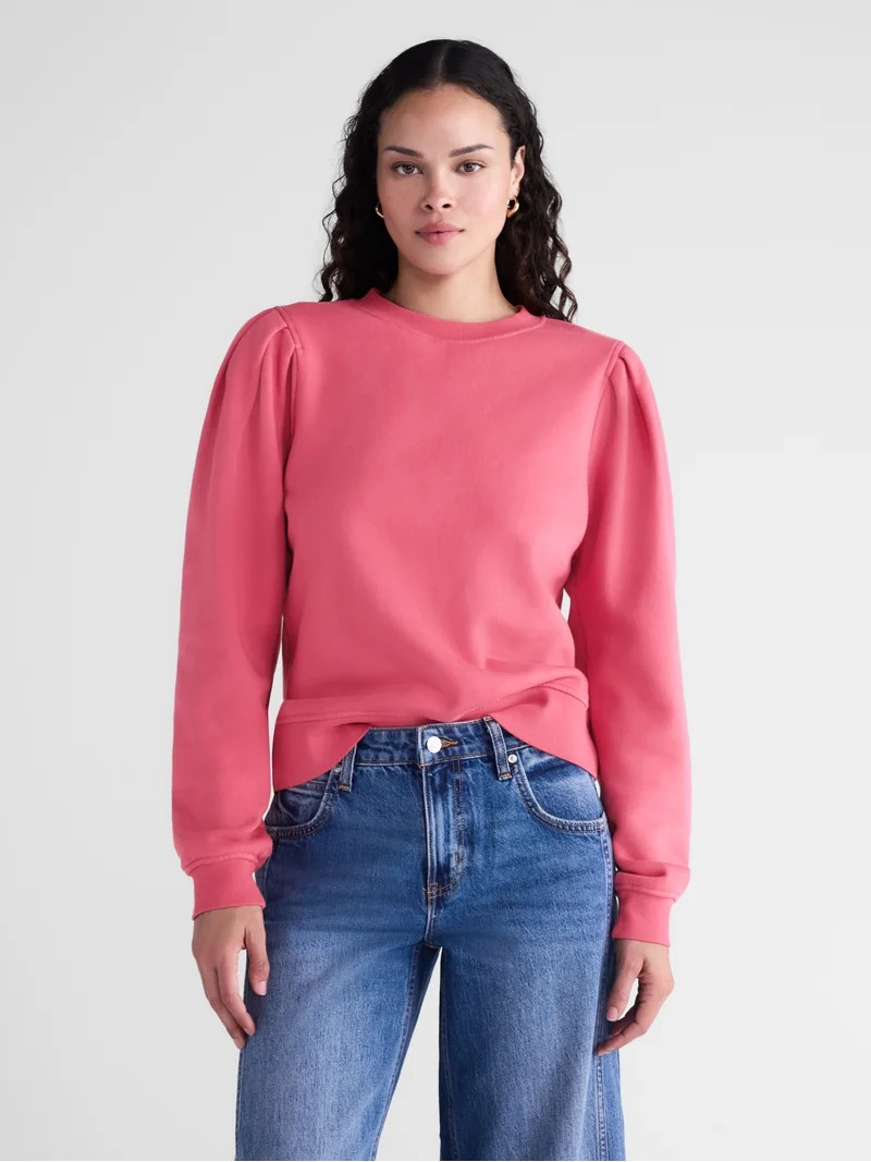 Scoop Women's and Women's Plus Mineral Washed Pleat Shoulder Sweatshirt, Sizes XS-4X | Walmart (US)
