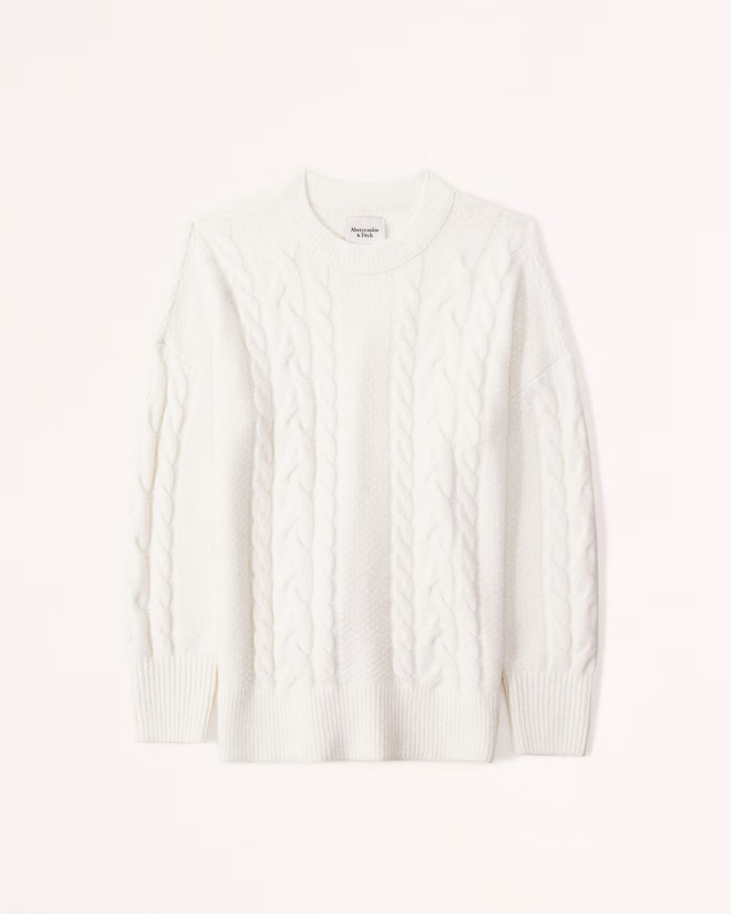 Women's Oversized Fluffy Cable Crew Sweater | Women's Tops | Abercrombie.com | Abercrombie & Fitch (US)