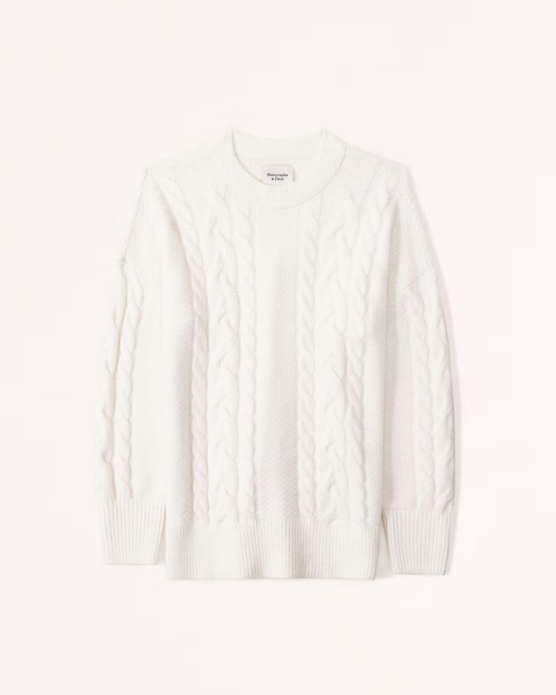 Women's Oversized Fluffy Cable Crew Sweater | Women's 30% Off Select Styles | Abercrombie.com | Abercrombie & Fitch (US)