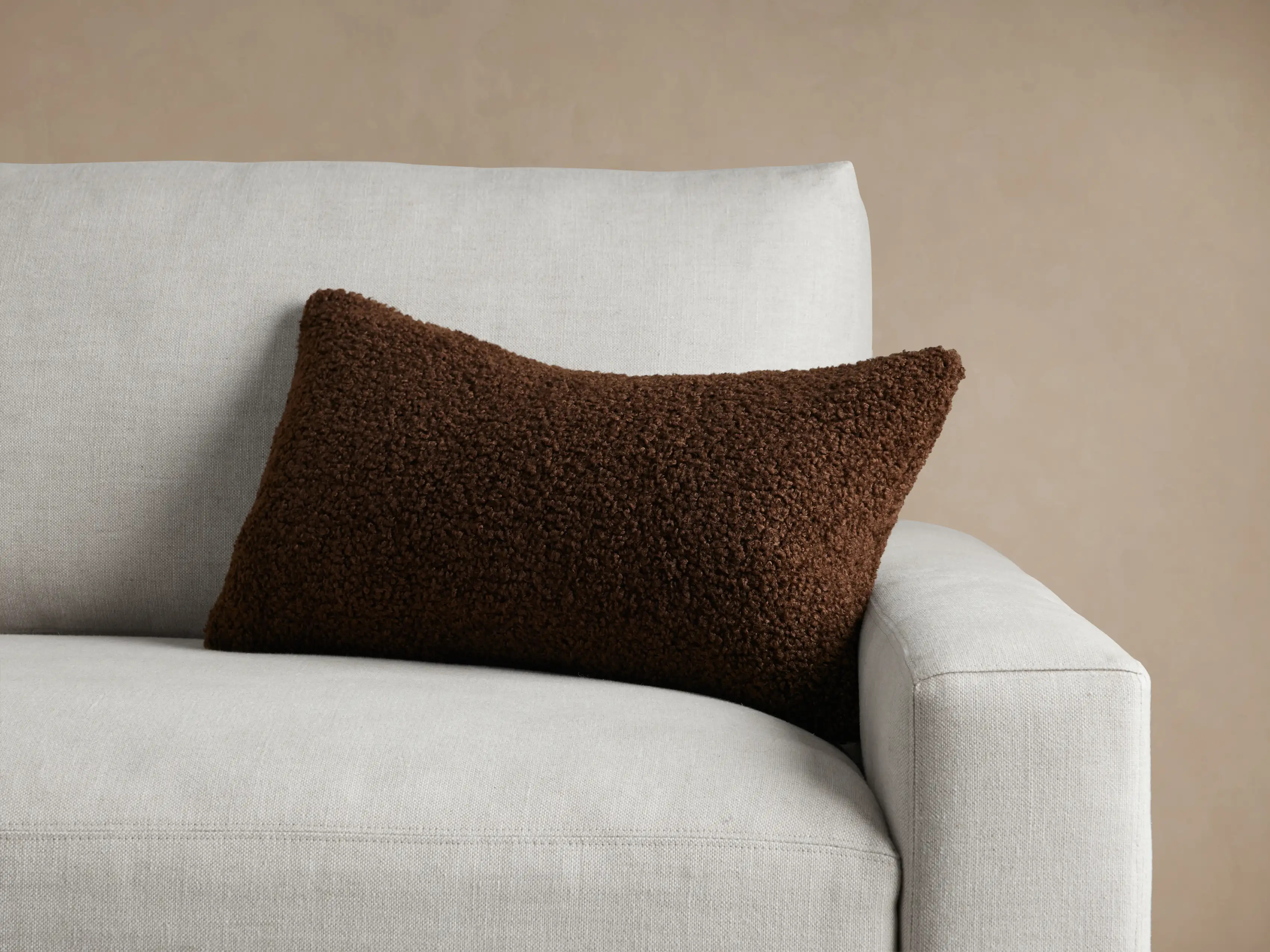 Faux Sherpa Lumbar Pillow Cover in Chocolate | Arhaus
