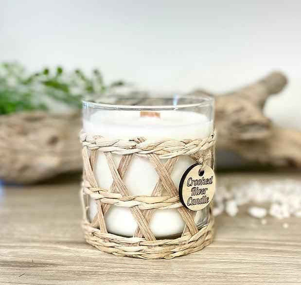 Natural Straw Rattan Wrap Candle | Sorelle Gifts