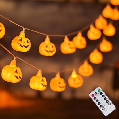 30 LED Halloween Pumpkin Decoration Lights, 8 Modes Fairy Lights, Battery Operated Halloween Ligh... | Amazon (US)