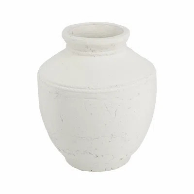Round Terracotta Vase with Natural White Finish | Wayfair North America
